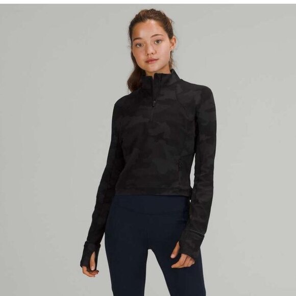 Lululemon Black Cropped Long-sleeves Running Top - Picture 1 of 8